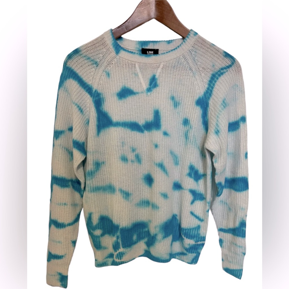 Line The Label 100% Cashmere Clover Crewneck Tie Dye Sweater Colour Tribal Sz S